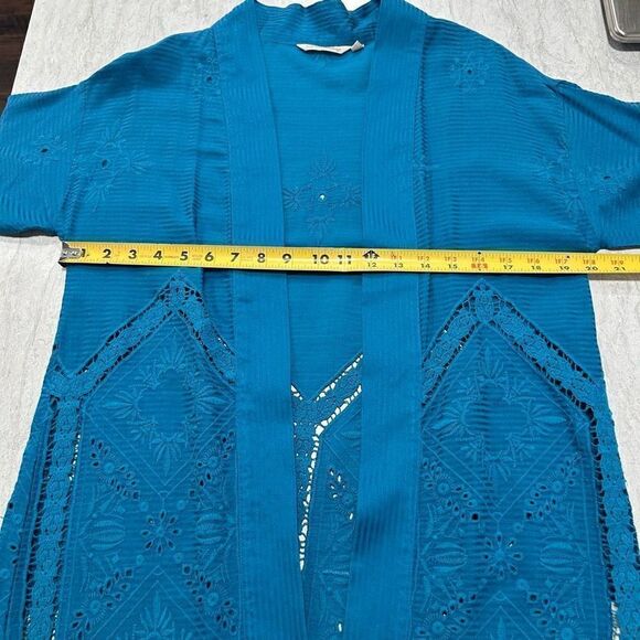 Soft Surroundings Women’s Blue Embroidered Open Front Duster Cardigan Size S - Picture 12 of 16